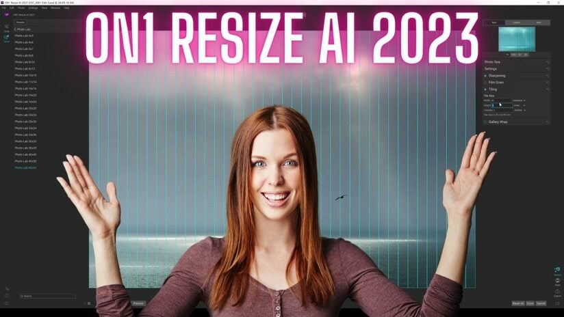 ON1 Resize AI screenshot with a woman smiling.